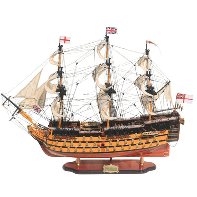 Model plachetnice HMS Victory 80cm zložený s možnosťou personalizácie gravírovaním - exkluzívna dekorácia ako darček, ručne vyrobený z exotického dreva, vysoká kvalita a dôraz na detaily