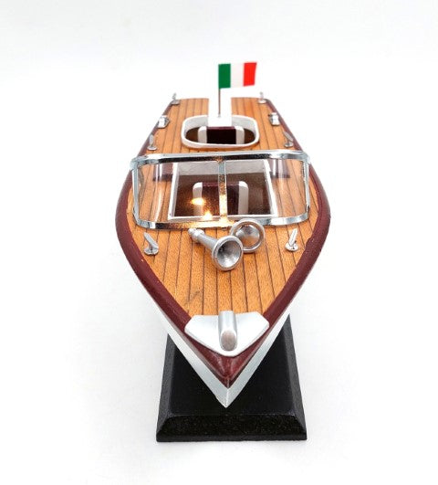 Model motorového člna Reeva z dreva 35x11x13 cm