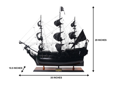 Model pirátskej lode Čierna perla BP80R s možnosťou personalizácie gravírovaním, dĺžka 89 cm, exkluzívny darček na každú príležitosť, umelecké remeslo, drevený podstavec