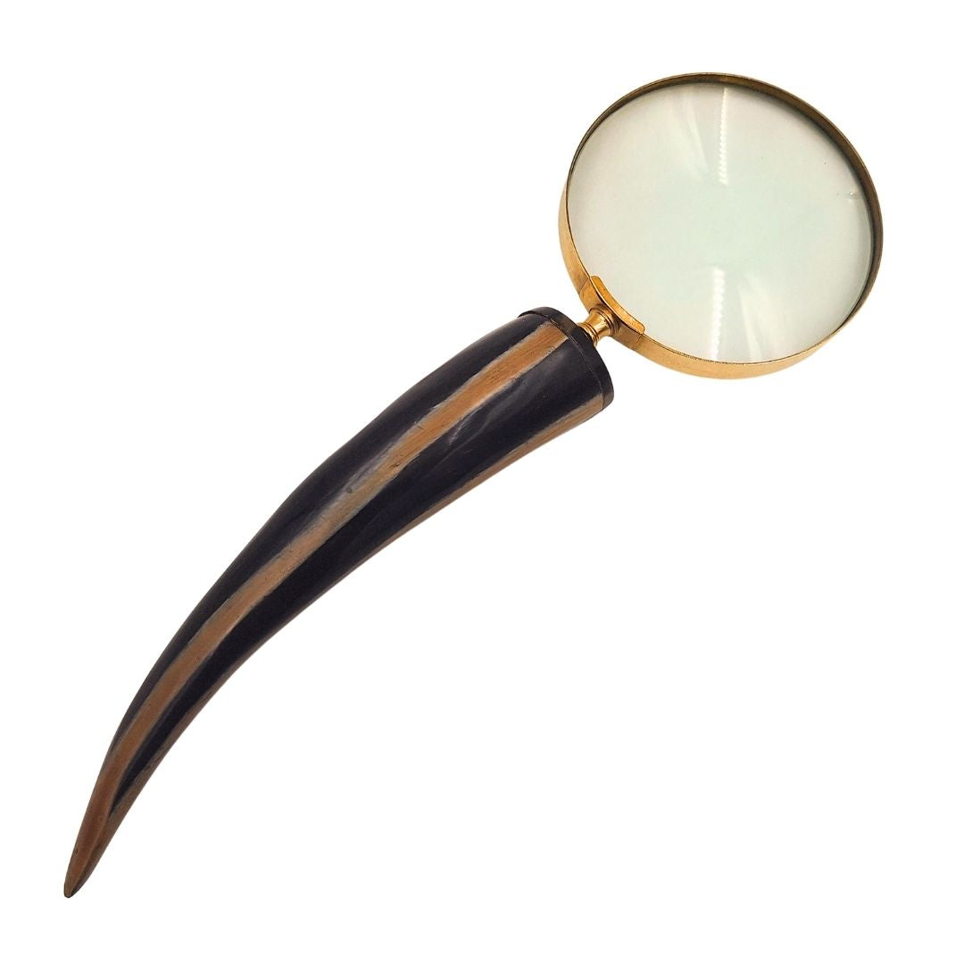 Elegancka Lupa do Czytania Retro z Mosiężną Oprawą i Rączką z Rogu Bawolego - Personalizowany Grawer - Idealny Prezent dla Seniora - Wysokiej Jakości Soczewka Powiększająca 3.5x w Stylu Vintage