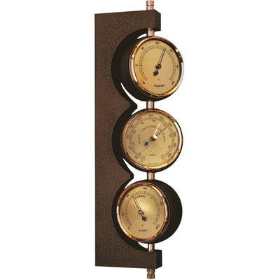Exkluzívna meteorologická stanica Fischer 7894-22 z mosadze a mahagónu s personalizovaným gravírovaním - barometer, teplomer a vlhkomer ako darček v klasickom štýle, rozmery 29x7,3 cm