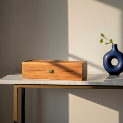 Ekskluzywne drewniane pudełko na butelkę wina BWXL30 z możliwością personalizacji grawerem, orzechowe, idealne na prezent, wymiary 35x14x10 cm