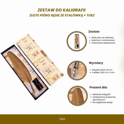 Zlaté husacie pero na kaligrafiu s možnosťou personalizácie gravírovaním