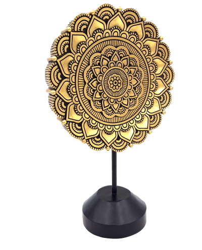 Figúrka Oválna mandala 35cm - zlatá budhistická dekorácia s možnosťou personalizácie gravírovania