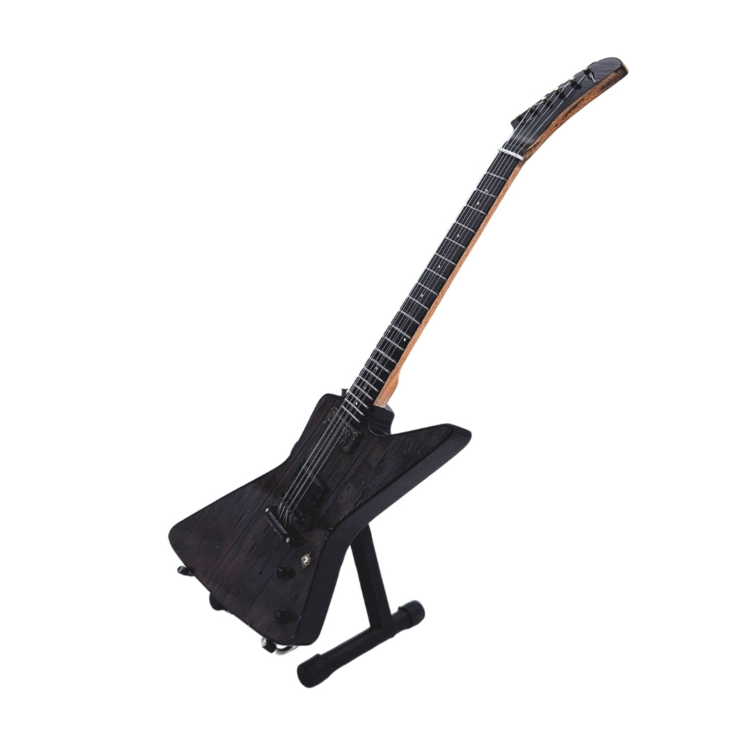 Mini gitara Metallica James Hetfield MGT-8860 s gravírovaním - mahagónová dekorácia 27,5 cm ako darček pre fanúšikov rocku a zberateľov