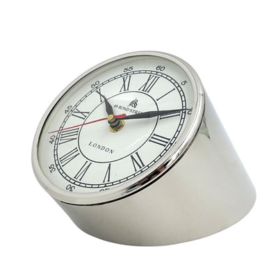 Kovové stolové hodiny CLK-0212 s gravírovaním - personalizovaný darček v striebornej, bielej alebo čiernej farbe, výška 19 cm, moderný štýl s rímskymi a arabskými číslicami