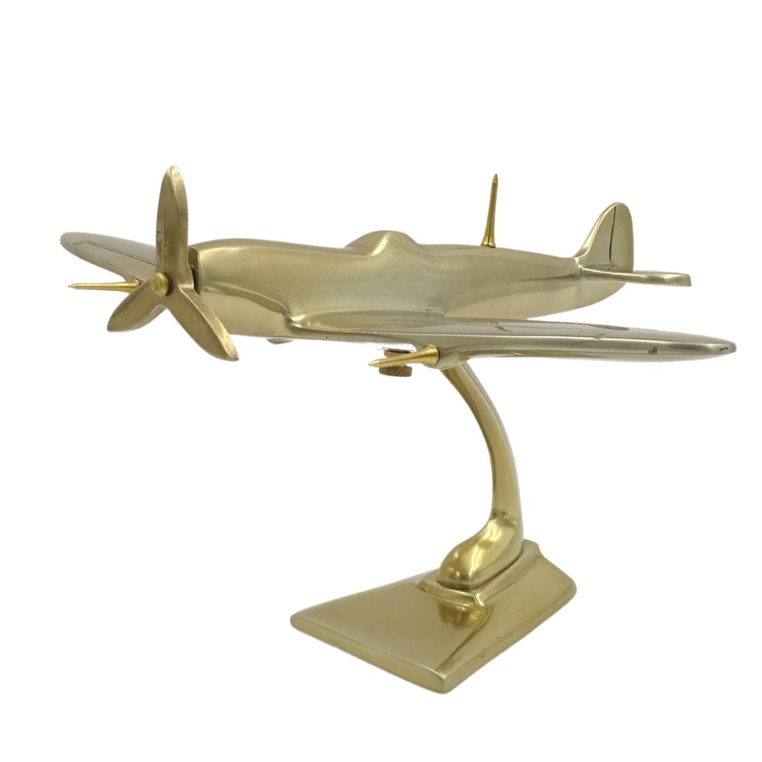 Model stíhačky Spitfire z hliníka v zlatej farbe, s možnosťou personalizácie gravírovaním