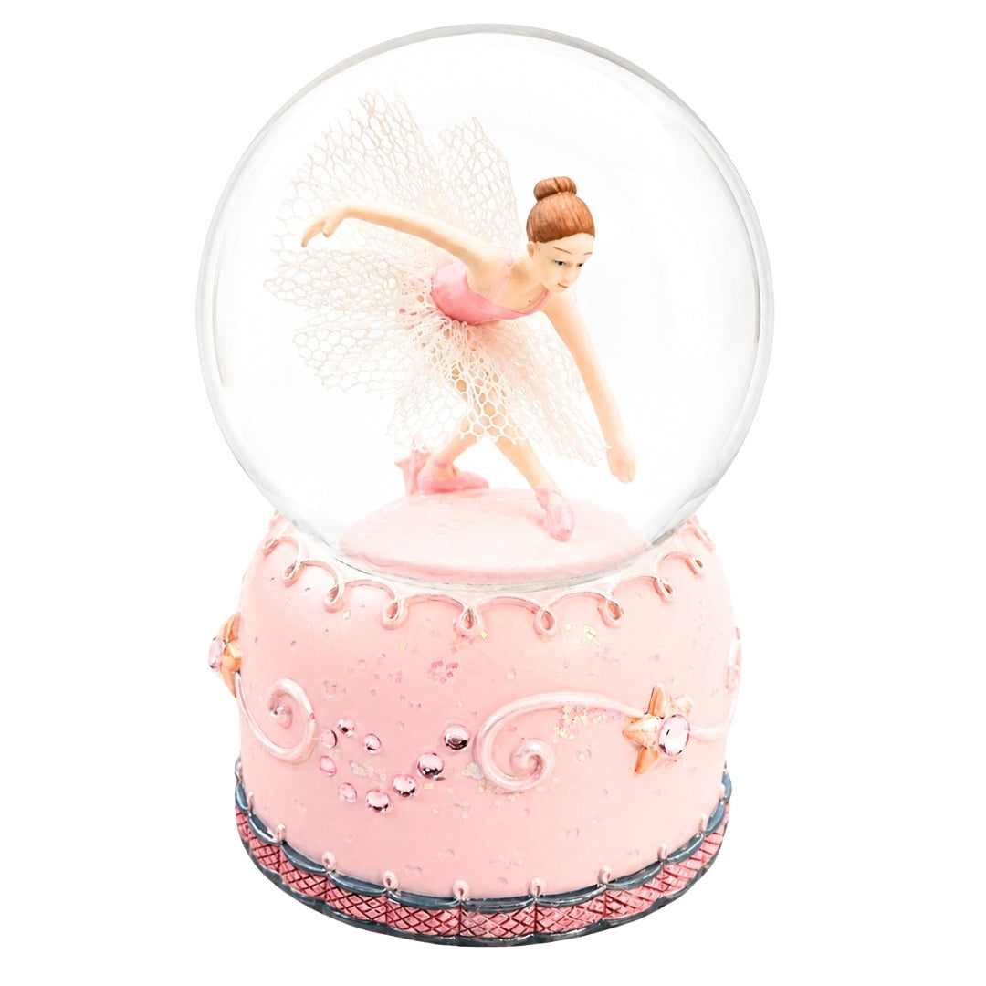 Tańcząca Baletnica w Szklanej Kuli 12cm z Możliwością Personalizacji Graweru - Elegancka Pastelowa Dekoracja na Prezent dla Miłośników Baletu, Wykonana z Polyresinu i Szkła