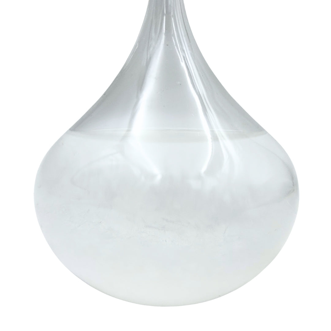 Búrkový barometer Fitzroya – kvapka Storm Glass s možnosťou personalizácie gravírovaním – elegantný darček v tvare kvapky, výška 11 cm, sklenená nádoba s jedinečnými kryštálmi reagujúcimi na zmeny počasia