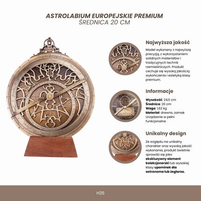 Veľké európske astrolábium H35 s gravírovaním