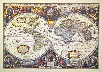 Mapa sveta 1630r. - reprint J. Hondius s možnosťou personalizácie gravírovaním