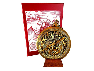 Mosadzné astrolábium Rojas H34 s možnosťou personalizácie gravírovaním – priemer 20 cm, elegantný darček na každú príležitosť, ručne vyrobené navigačné a astronomické zariadenie v renesančnom štýle
