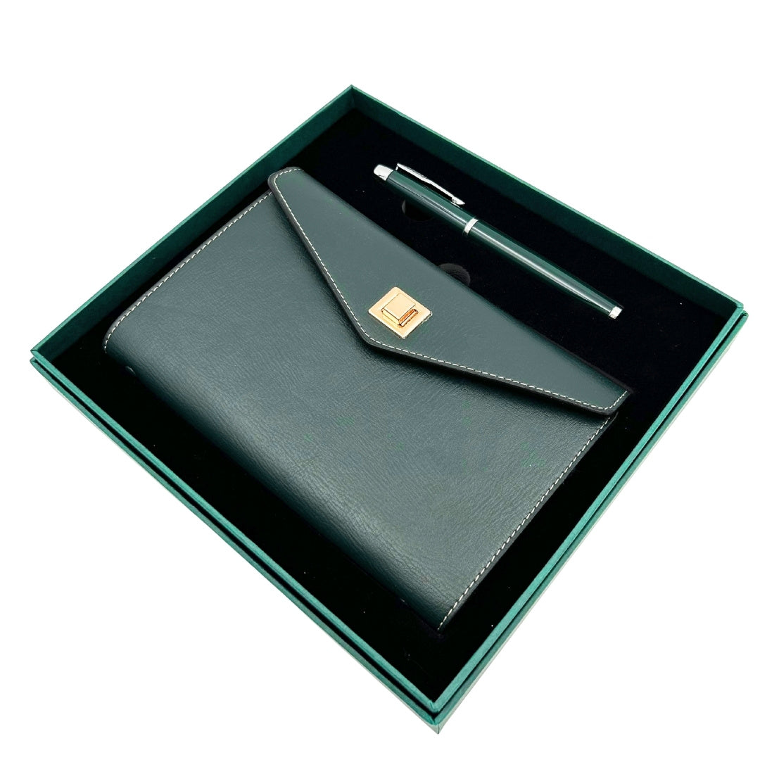Elegancki Zestaw Upominkowy z Personalizowanym Grawerem - Skórzany Notes A6 z Wysokiej Jakości Długopisem w Luksusowym Pudełku Prezentowym