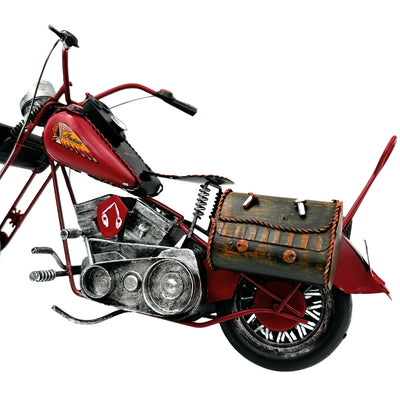 Veľký kovový model klasického motocykla chopper v červenej farbe s možnosťou personalizácie gravírovaním