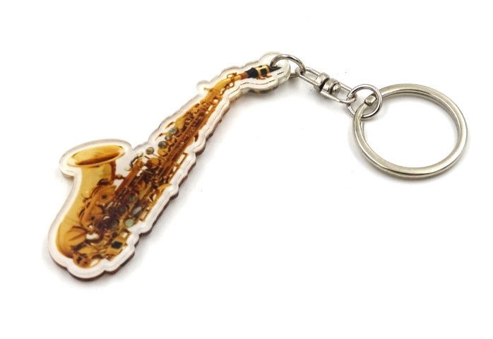 Akrylový prívesok na kľúče saxofón ACI-8034 s možnosťou personalizácie gravírovaním