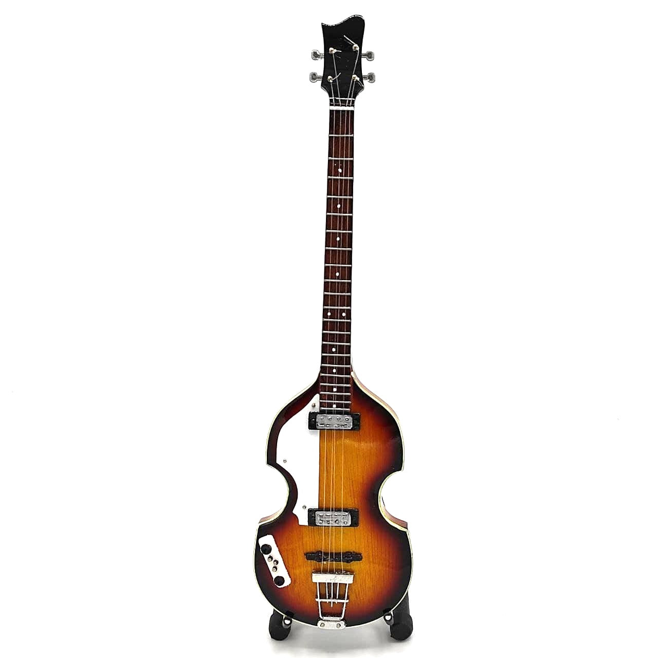 Mini basgitara v štýle Paul McCartney, MGT-2028, mahagónová, možnosť personalizácie gravírovaním, ideálna ako darček, výška 27,5 cm