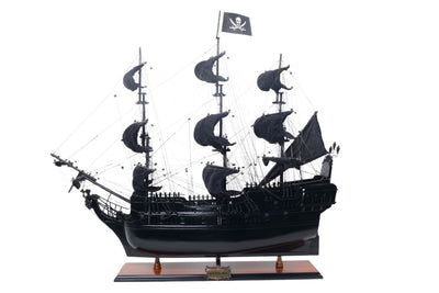 Model pirátskej lode Čierna perla BP80R s možnosťou personalizácie gravírovaním, dĺžka 89 cm, exkluzívny darček na každú príležitosť, umelecké remeslo, drevený podstavec