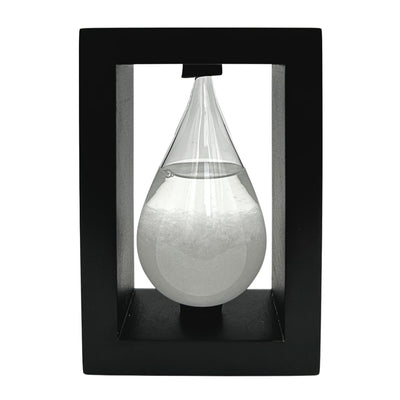 Búrkový barometer Fitzroya v drevenom ráme – kvapka Storm Glass s možnosťou personalizácie gravírovaním – ideálny darček na každú príležitosť – elegantná meteorologická stanica v modernom štýle s kryštálmi reagujúcimi na zmeny počasia