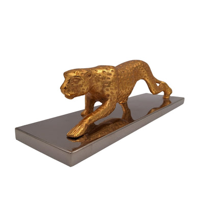 Elegantná dekoratívna figúrka zlatého leoparda 42cm s personalizovaným gravírovaním