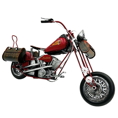 Veľký kovový model klasického motocykla chopper v červenej farbe s možnosťou personalizácie gravírovaním