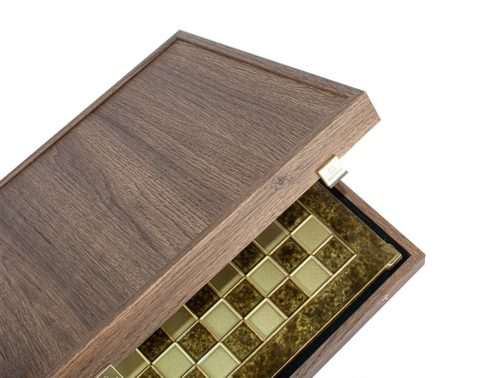 Exkluzívny kovový šach Renesans S9BRGS 36x36 cm zlatisto-strieborný s možnosťou personalizácie gravírovaním