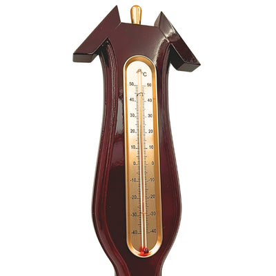 Elegantná meteorologická stanica 3v1 s gravírovaním – teplomer, barometer, vlhkomer v tmavom dreve, 40cm