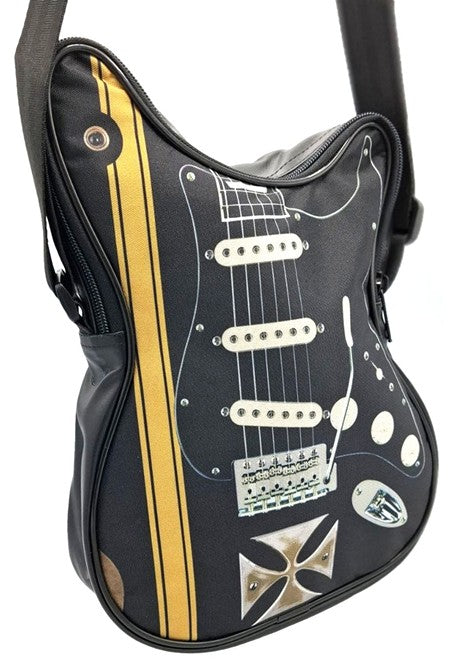 Taška cez rameno v tvare gitary s maltézskym krížom – personalizovaný darček pre gitaristu