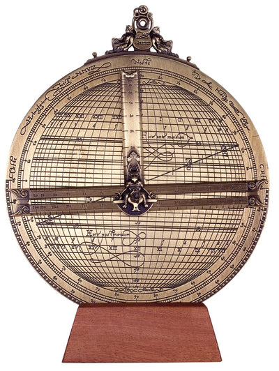 Mosadzné astrolábium Rojas H34 s možnosťou personalizácie gravírovaním – priemer 20 cm, elegantný darček na každú príležitosť, ručne vyrobené navigačné a astronomické zariadenie v renesančnom štýle