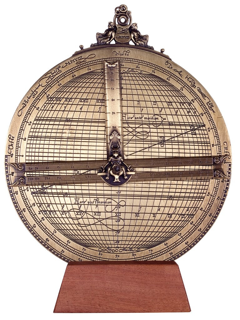 Mosadzné astrolábium Rojas H34 s možnosťou personalizácie gravírovaním – priemer 20 cm, elegantný darček na každú príležitosť, ručne vyrobené navigačné a astronomické zariadenie v renesančnom štýle