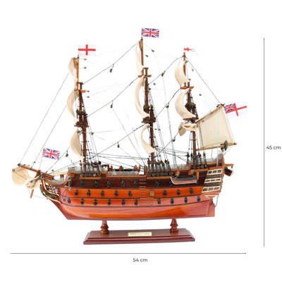 Model Żaglowca HMS Victory Złożony 54 cm - Ręcznie Wykonana Replika z Możliwością Personalizacji Grawerem - Idealny Prezent dla Miłośników Żeglarstwa - Wysoka Jakość, Elegancka Drewniana Podstawa