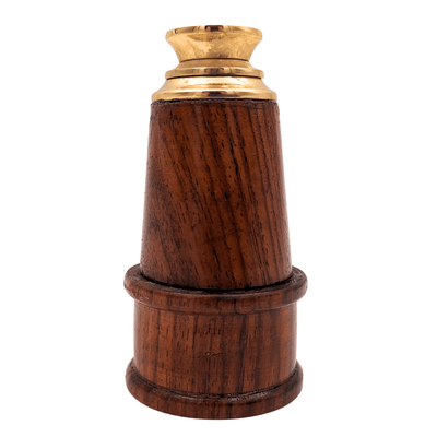 Retro mosadzno-drevený ďalekohľad HT021 s možnosťou gravírovania – elegantná dekorácia ako darček vo vintage, námorníckom štýle, dĺžka 18 cm