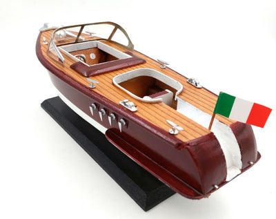 Model motorového člna Reeva z dreva 35x11x13 cm