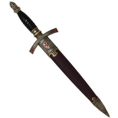 Sztylet Templariuszy w Pochwie Dekoracyjny z Grawerem – Replika ze Stali Szlachetnej, 40 cm