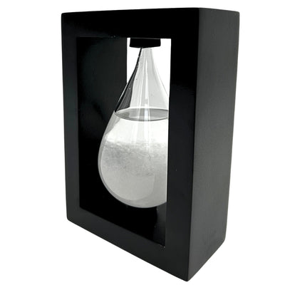 Búrkový barometer Fitzroya v drevenom ráme – kvapka Storm Glass s možnosťou personalizácie gravírovaním – ideálny darček na každú príležitosť – elegantná meteorologická stanica v modernom štýle s kryštálmi reagujúcimi na zmeny počasia
