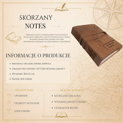 Kožený zápisník Retro s nápisom 200 strán
