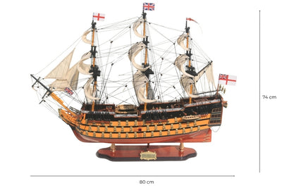 Model plachetnice HMS Victory 80cm zložený s možnosťou personalizácie gravírovaním - exkluzívna dekorácia ako darček, ručne vyrobený z exotického dreva, vysoká kvalita a dôraz na detaily