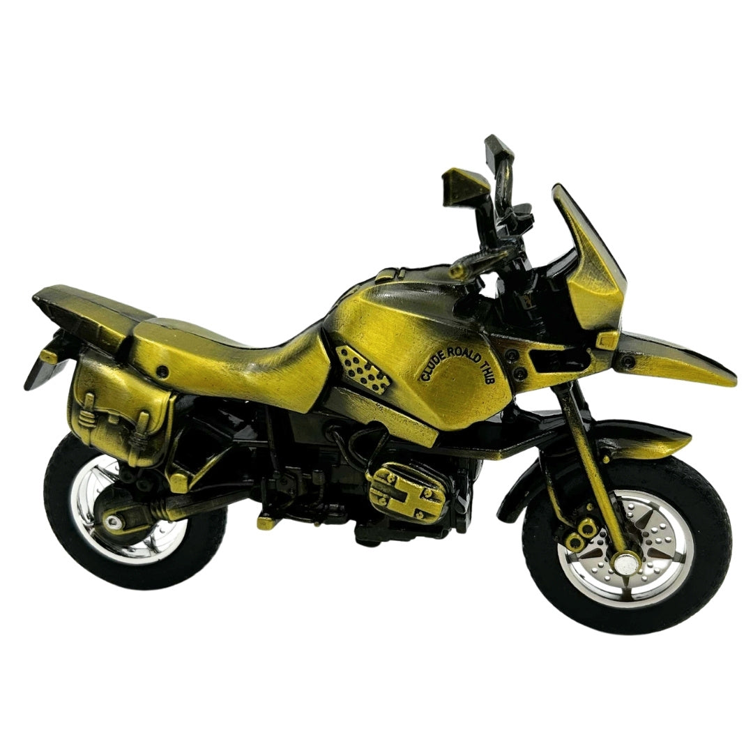 Model kovového motocykla HJ1 v tmavozelenej farbe s možnosťou personalizácie gravírovaním