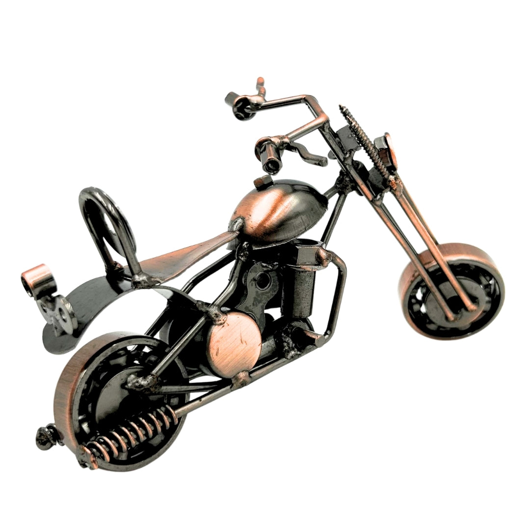 Model Motocykla Chopper M33 z Grawerem - Metalowy, Miedziano-Antracytowy, 15x6x9,5 cm