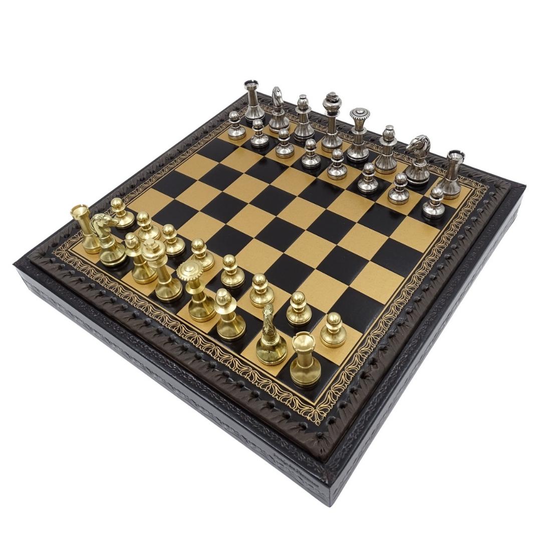 Ekskluzywne Mosiężne Szachy Italfama 28x28 cm z Personalizacją Graweru