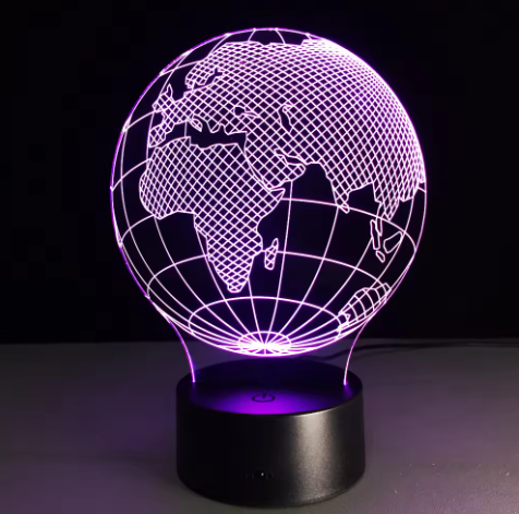LED lampička Glóbus so 7 farbami svetla, možnosť personalizácie gravírovaním, ideálny darček pre cestovateľa, výška 17 cm, USB kábel