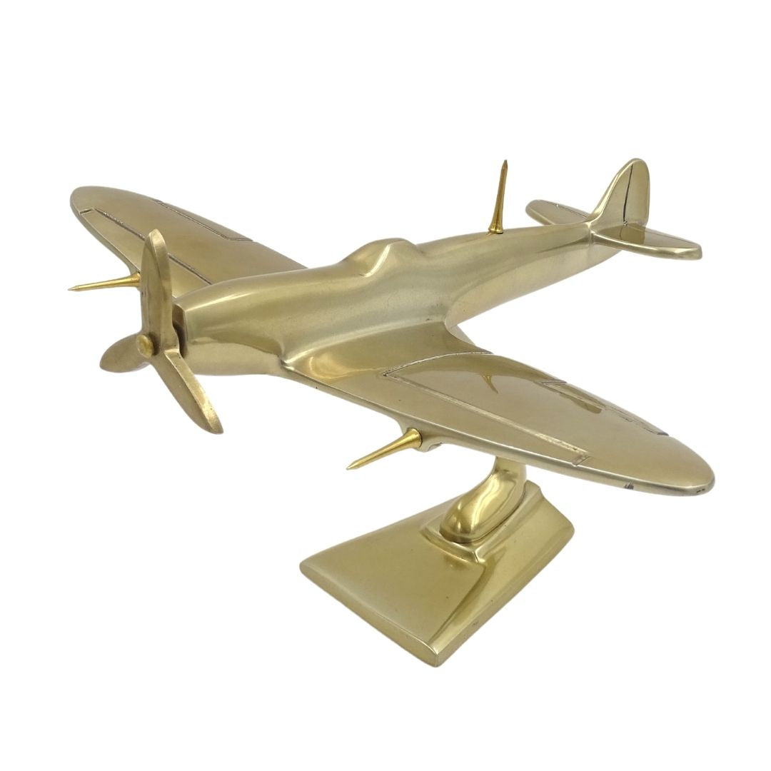 Model stíhačky Spitfire z hliníka v zlatej farbe, s možnosťou personalizácie gravírovaním