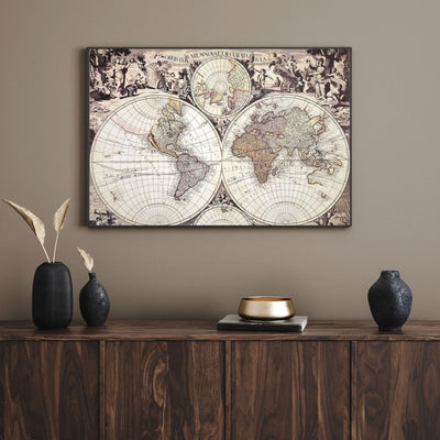 Mapa sveta 1686r. - G. Valck reprint s možnosťou personalizácie gravírovaním - ideálny darček pre historika a cestovateľa - rozmery 56,5 x 47,5 cm