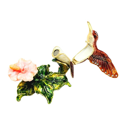Exkluzívna šperkovnica kolibrík s kryštálikmi, personalizované gravírovanie, kovová, 8x5.5x7 cm