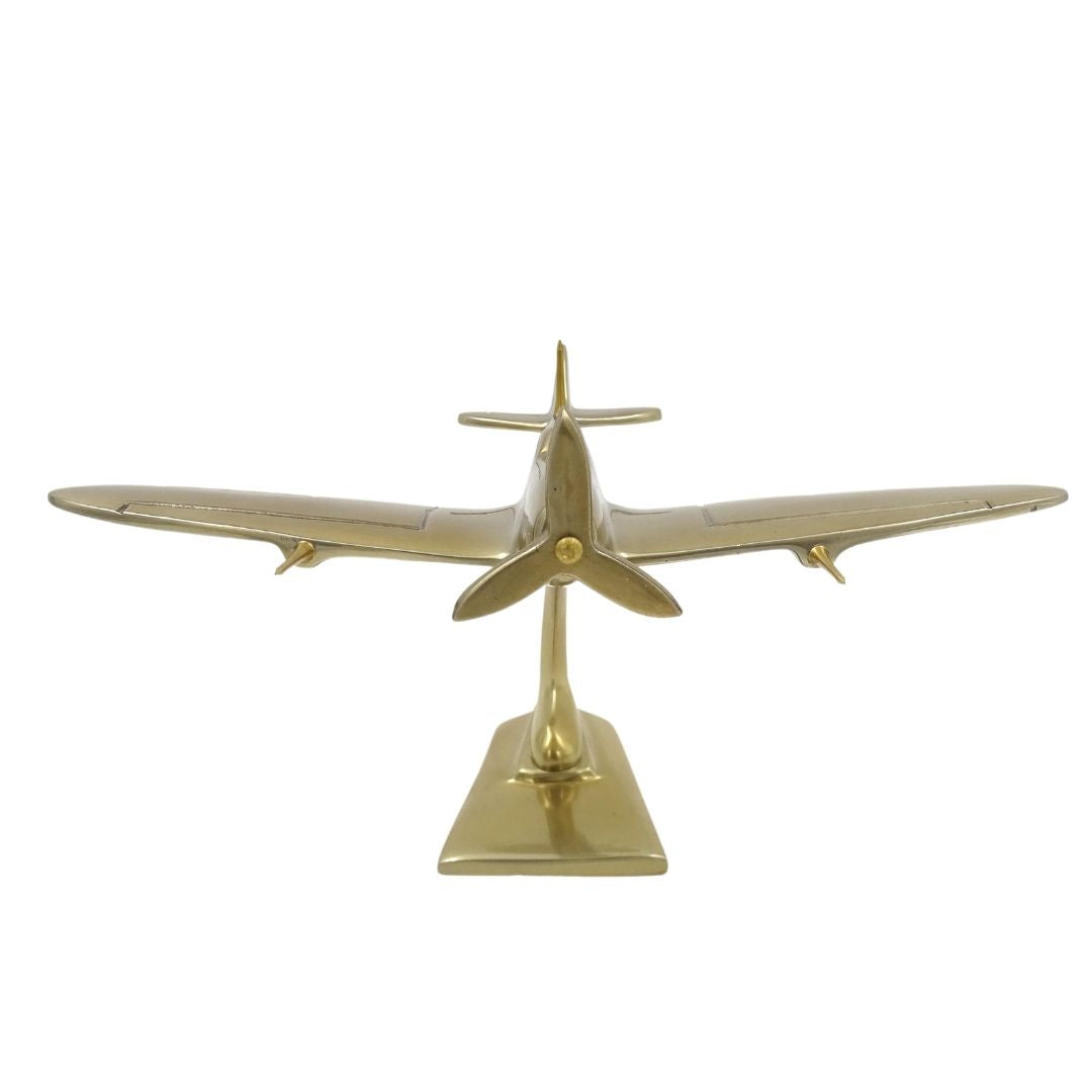 Model stíhačky Spitfire z hliníka v zlatej farbe, s možnosťou personalizácie gravírovaním
