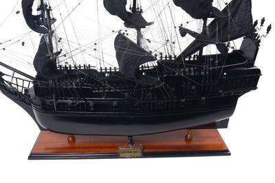 Model pirátskej lode Čierna perla BP80R s možnosťou personalizácie gravírovaním, dĺžka 89 cm, exkluzívny darček na každú príležitosť, umelecké remeslo, drevený podstavec