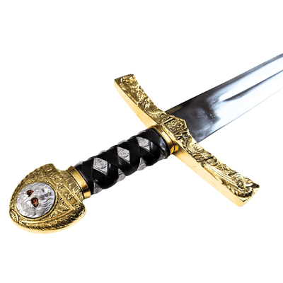 Replika meča Excalibur kráľa Artuša s gravírovaním – 98,5 cm, oceľová čepeľ, mosadzná rukoväť
