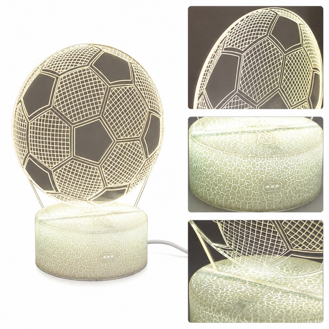 Nočná lampička Futbalová lopta s možnosťou personalizácie gravírovaním - Ideálny darček pre milovníkov futbalu - výška 17 cm - 3 farby na výber - Napájanie cez USB alebo 3 batérie AAA