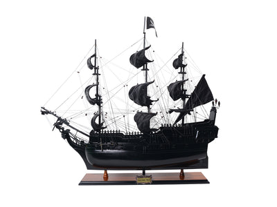 Model pirátskej lode Čierna perla BP80R s možnosťou personalizácie gravírovaním, dĺžka 89 cm, exkluzívny darček na každú príležitosť, umelecké remeslo, drevený podstavec