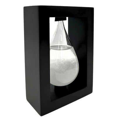 Búrkový barometer Fitzroya v drevenom ráme – kvapka Storm Glass s možnosťou personalizácie gravírovaním – ideálny darček na každú príležitosť – elegantná meteorologická stanica v modernom štýle s kryštálmi reagujúcimi na zmeny počasia