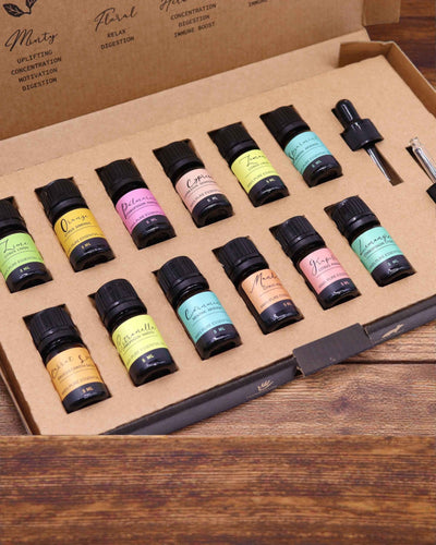 Letná energia prírody – luxusná súprava 12 éterických olejov 5 ml s kvapkadlami